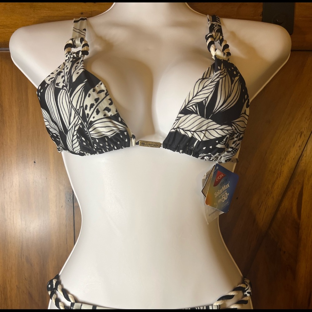 Blue Man Brazilian bikini top. Black & white. Size Medium
